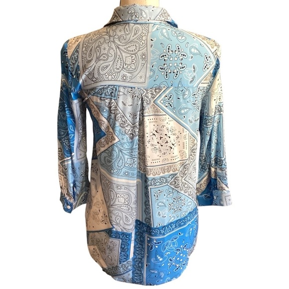 DeFacto Viscose Bandana Mushroom Print Lightweight Button Down Blouse, XSmall - Picture 10 of 12